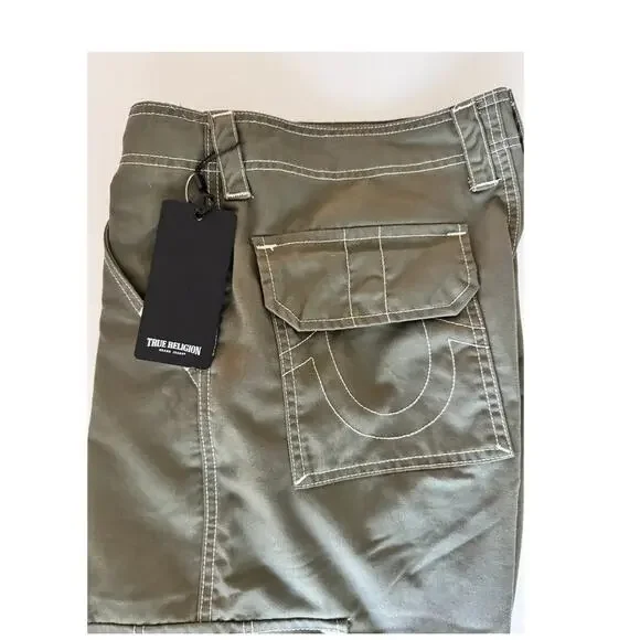 NWT True Religion Bobbi Baggy Cargo Pants Kalamata Olive Green size 28 - Picture 12 of 16